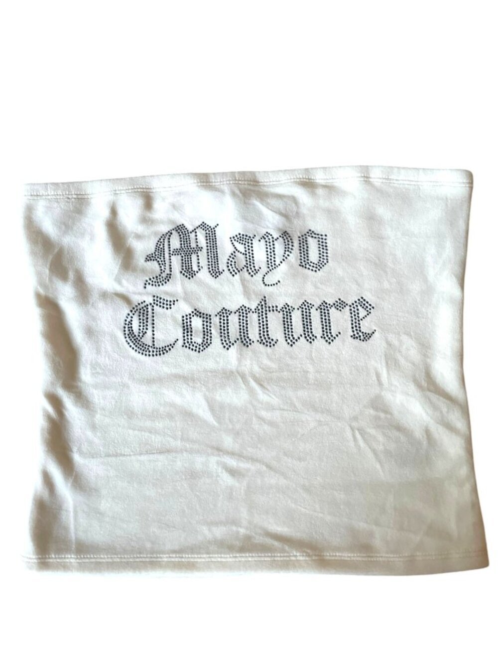 Juicy Couture X Kraft Mayo Mayo Couture White Velour Tube Top Rhinestones